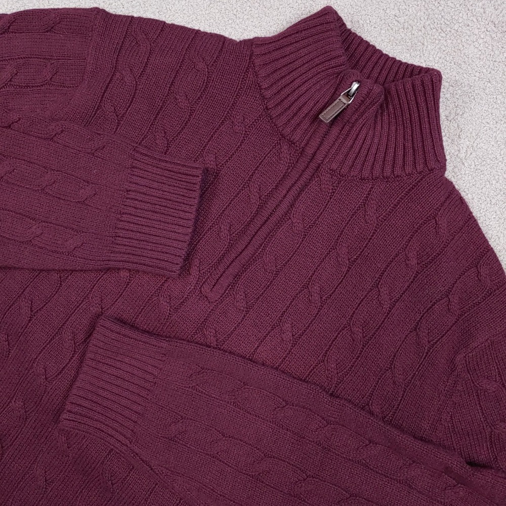 Banana Republic 1/4 Quarter Zip Sweater - Mens XL - Red Burgundy Cable Knit